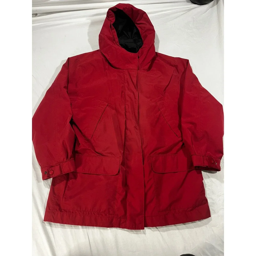 Eddie Bauer Womens Goose Down Parka Jacket Size Medium Red Hooded‎  Vintage